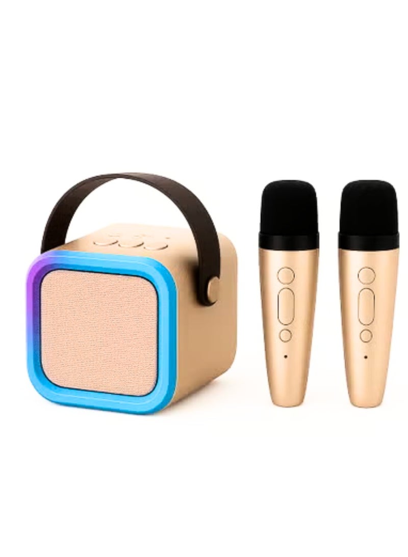 جهاز كاريوكي محمول للأطفال والكبار - مكبر صوت كاريوكي بلوتوث مع ميكروفونين لاسلكيين، وأضواء LED ملونة، ومثالي للحفلات المنزلية وأعياد الميلاد والمتعة العائلية - Image 1